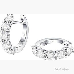 Moissanite Hoop Earrings 2ct D Color VVS1 18K White Gold Plated S925